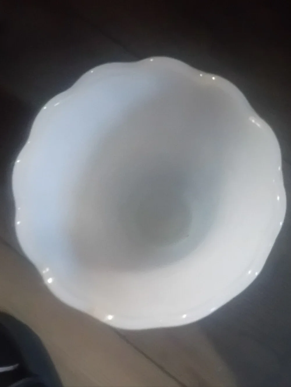 White Scalloped Milk Glass Vase - Classic Home Accent
